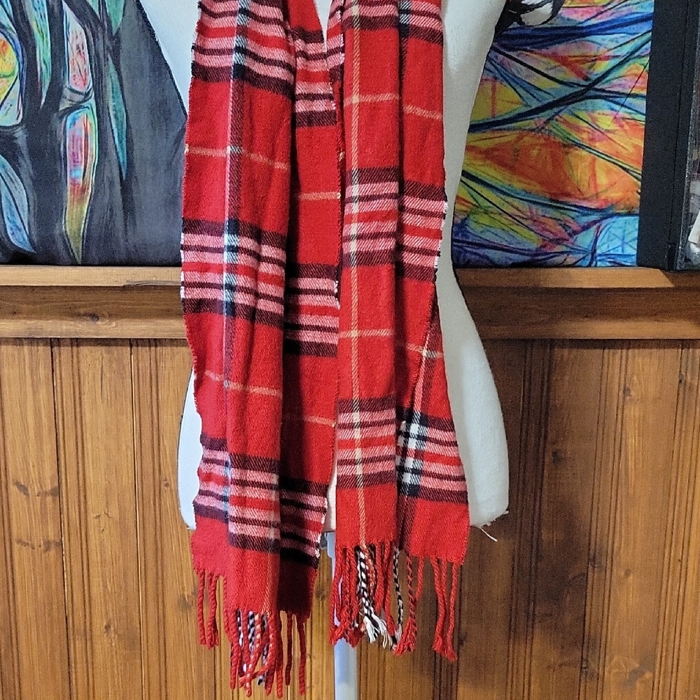 Red Plaid Scarf Italy Design